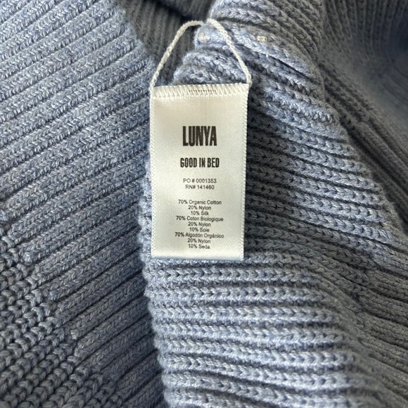 Lunya Cozy Cotton Silk Crew Neck Pullover Sweater Daybreak Blue Heather Sz L/XL - Picture 6 of 6